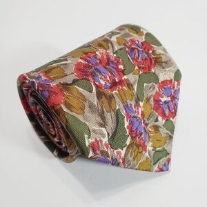Oleg Cassini Multicolor Floral Men's Silk Neck Tie 57x3.5"
